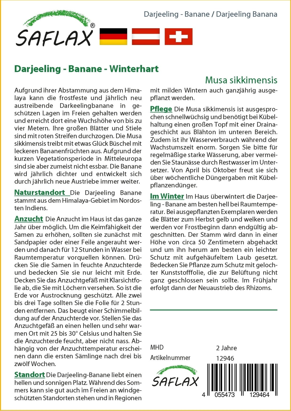 Saflax Darjeeling - Banane - 1 Pkg