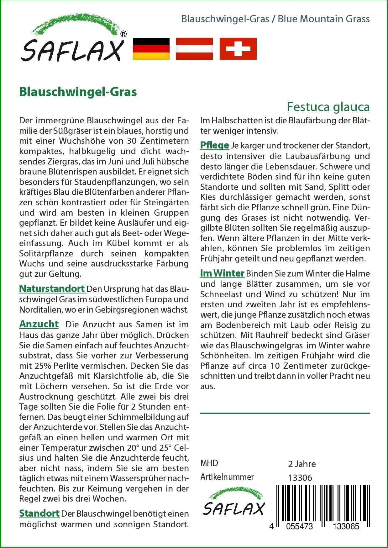 Saflax Blauschwingel-Gras - 1 Pkg