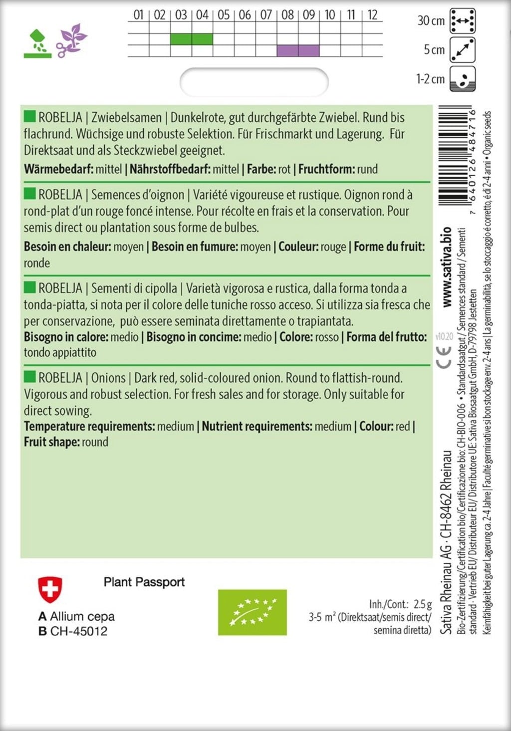 Sativa Bio Zwiebelsamen 