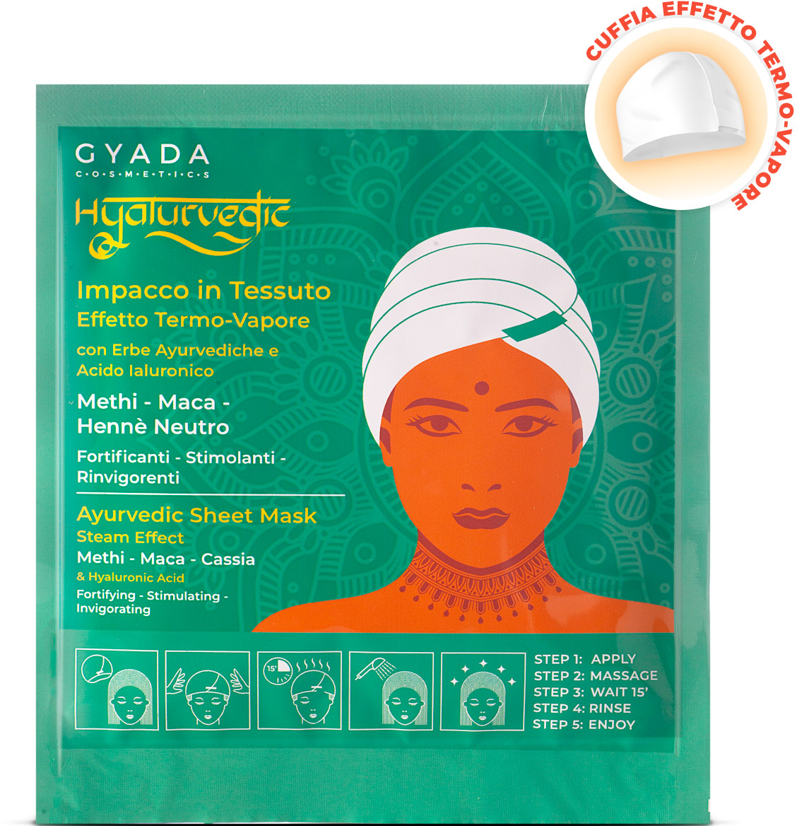 Hyalurvedic Stärkende Tuchmaske für die Haare - 60 ml