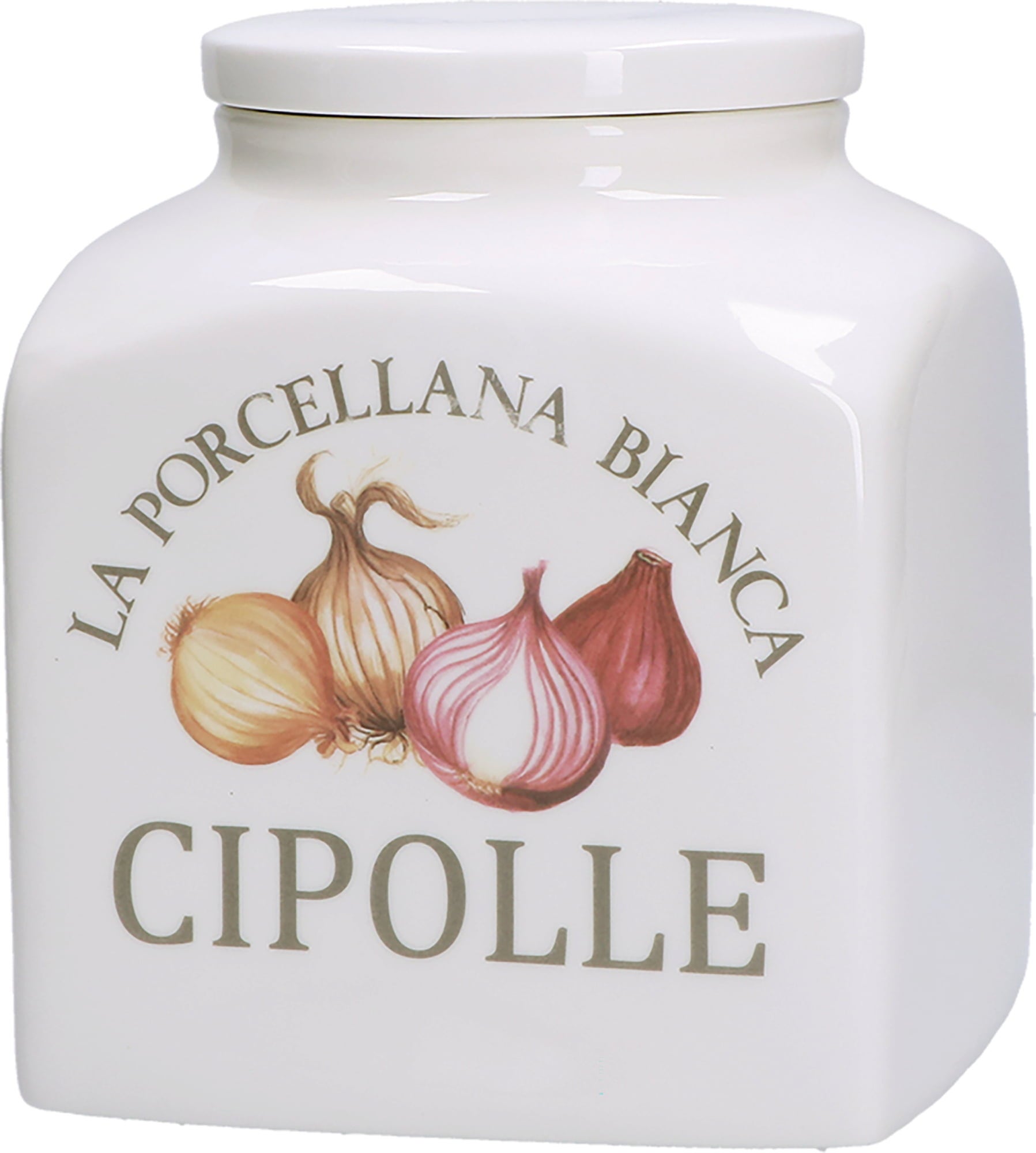 La Porcellana Bianca Conserva Keramikdose Zwiebeln