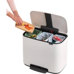 Bo Treteimer 3 x 11 L mit 3 Kunststoffeinsätzen - White