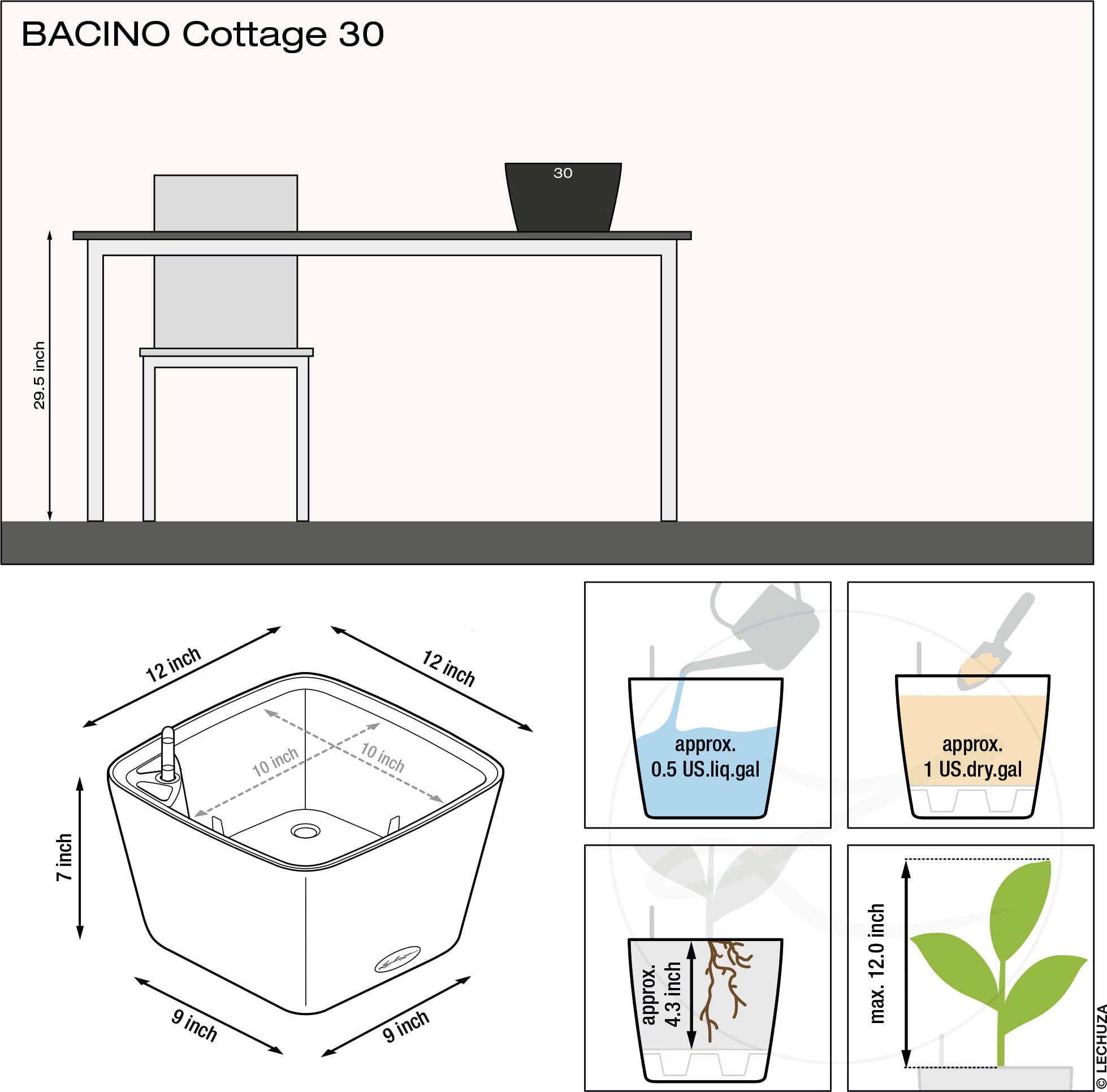 Lechuza Pflanzgefäß BACINO Cottage