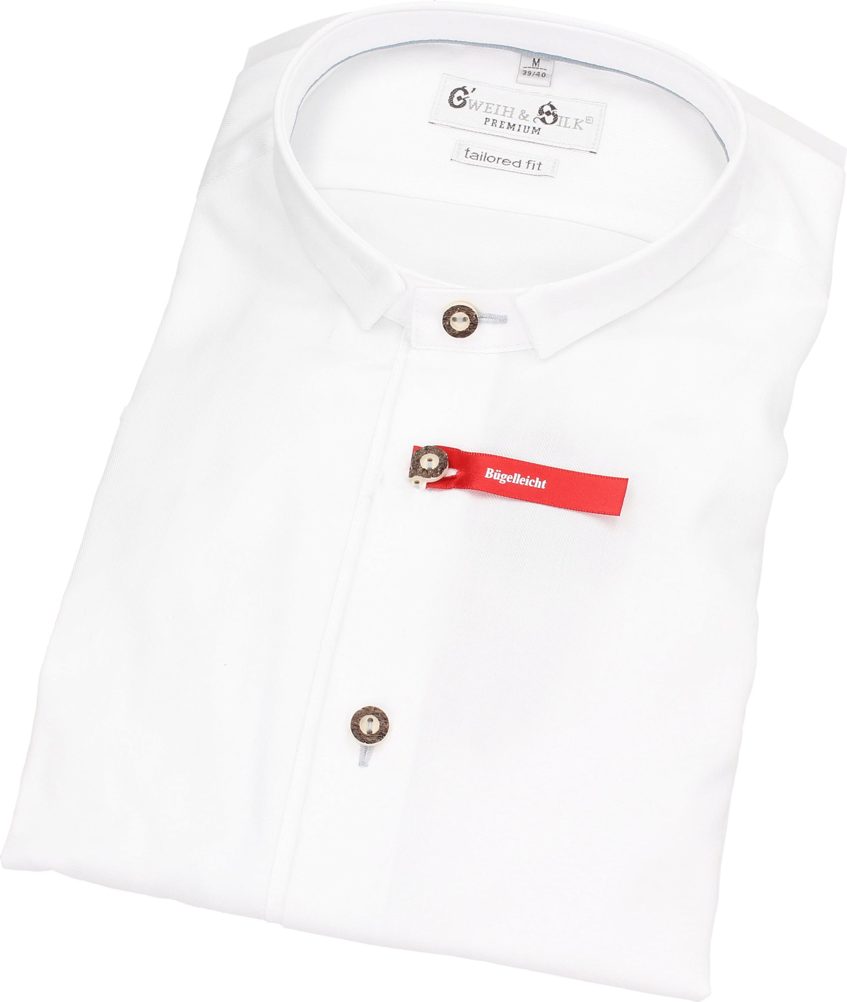 Gweih & Silk Trachtenhemd mit Stehkragen, weiß