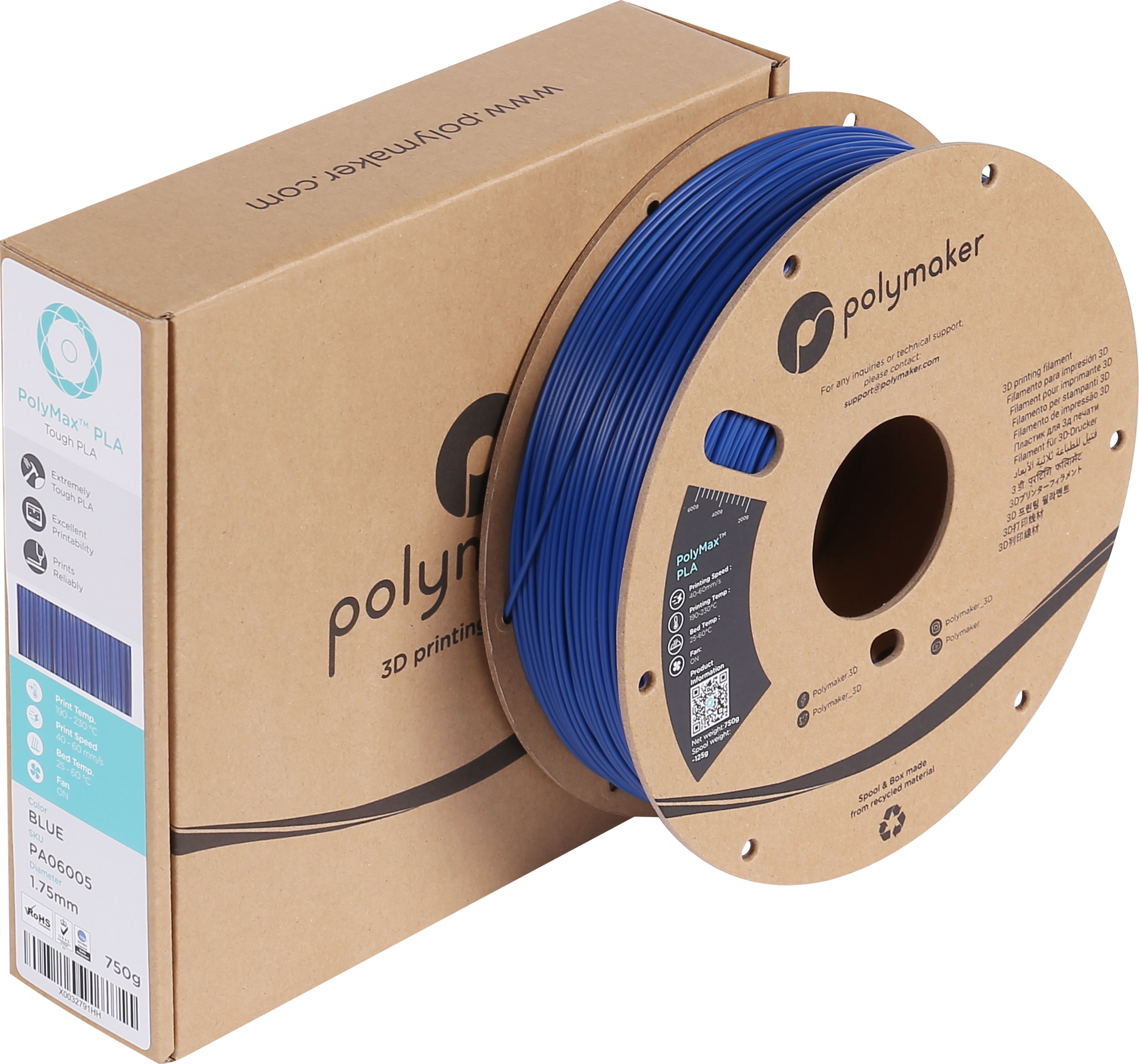 Polymaker PolyMax PLA Blau - 1,75 mm