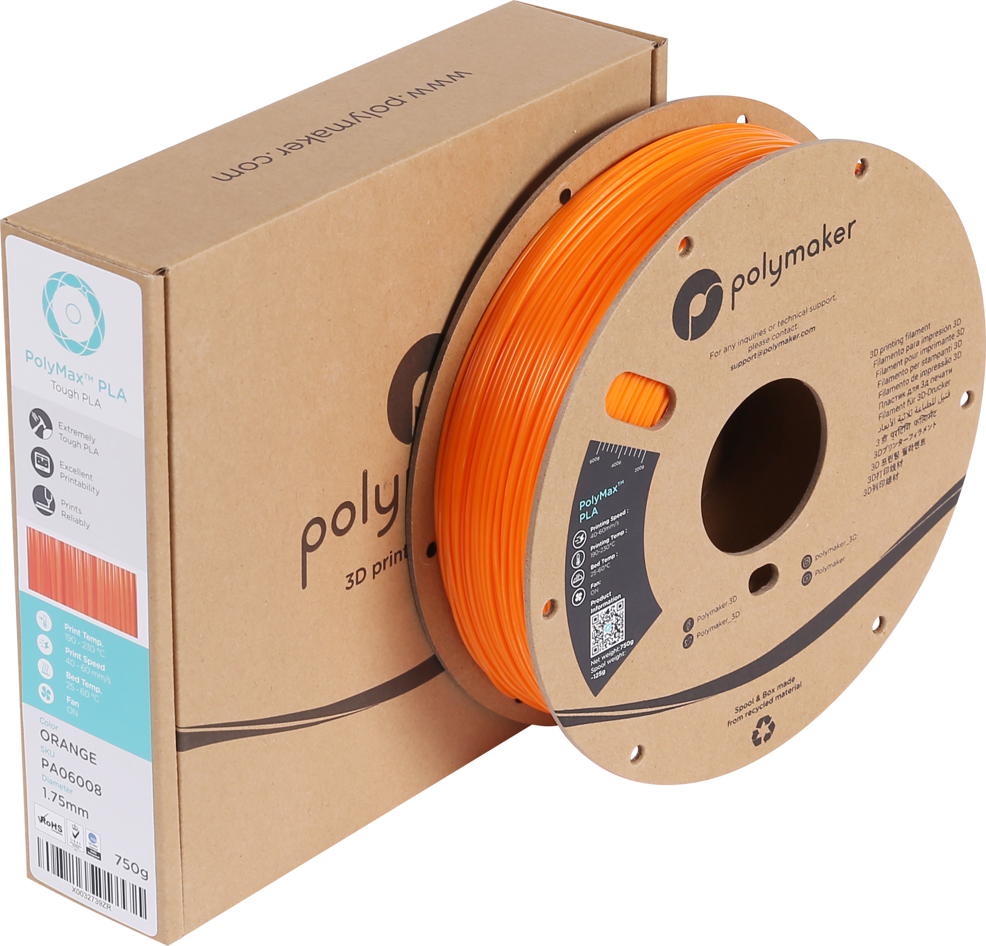 Polymaker PolyMax PLA Orange - 1,75 mm