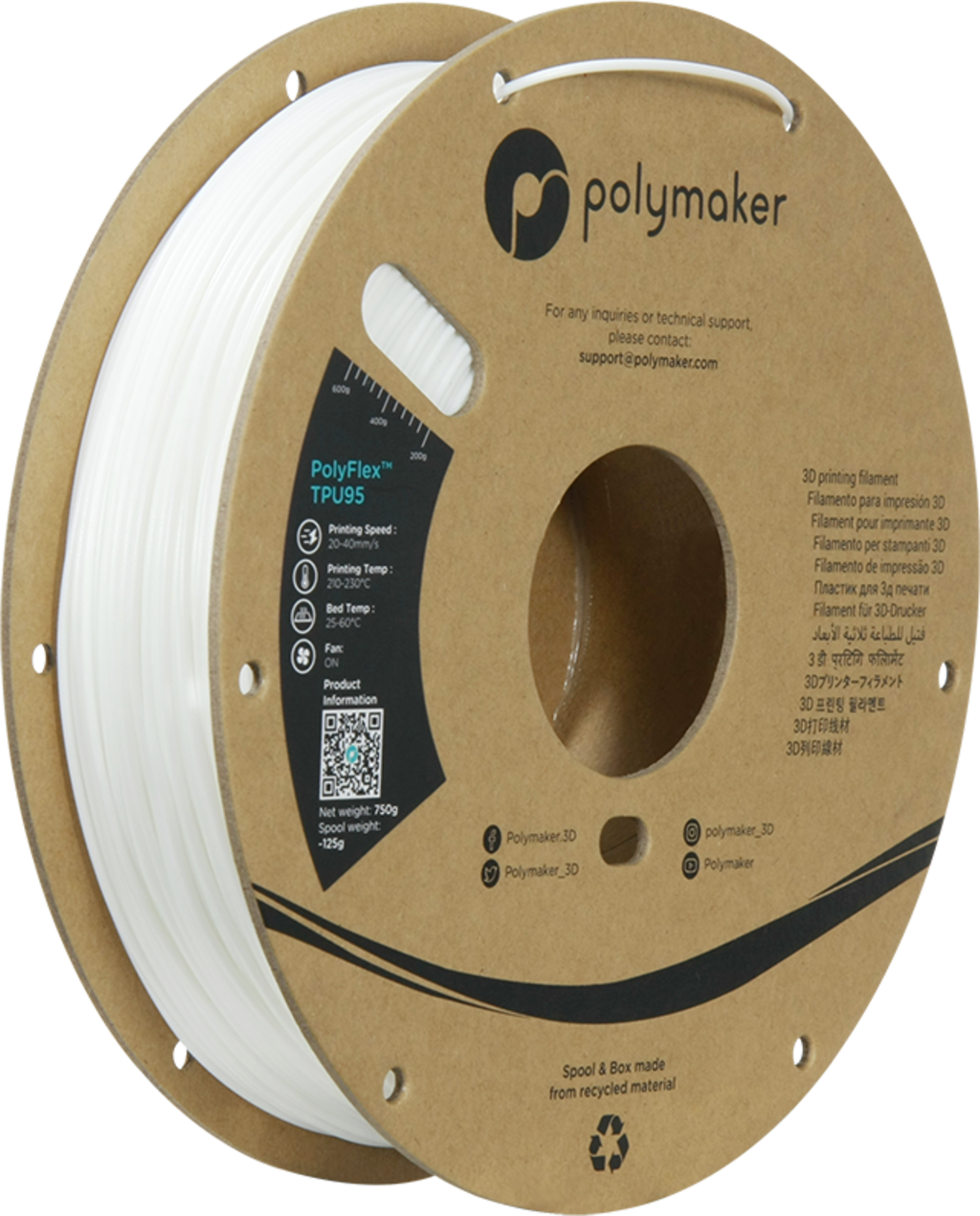 Polymaker PolyFlex TPU95 Weiß - 1,75 mm