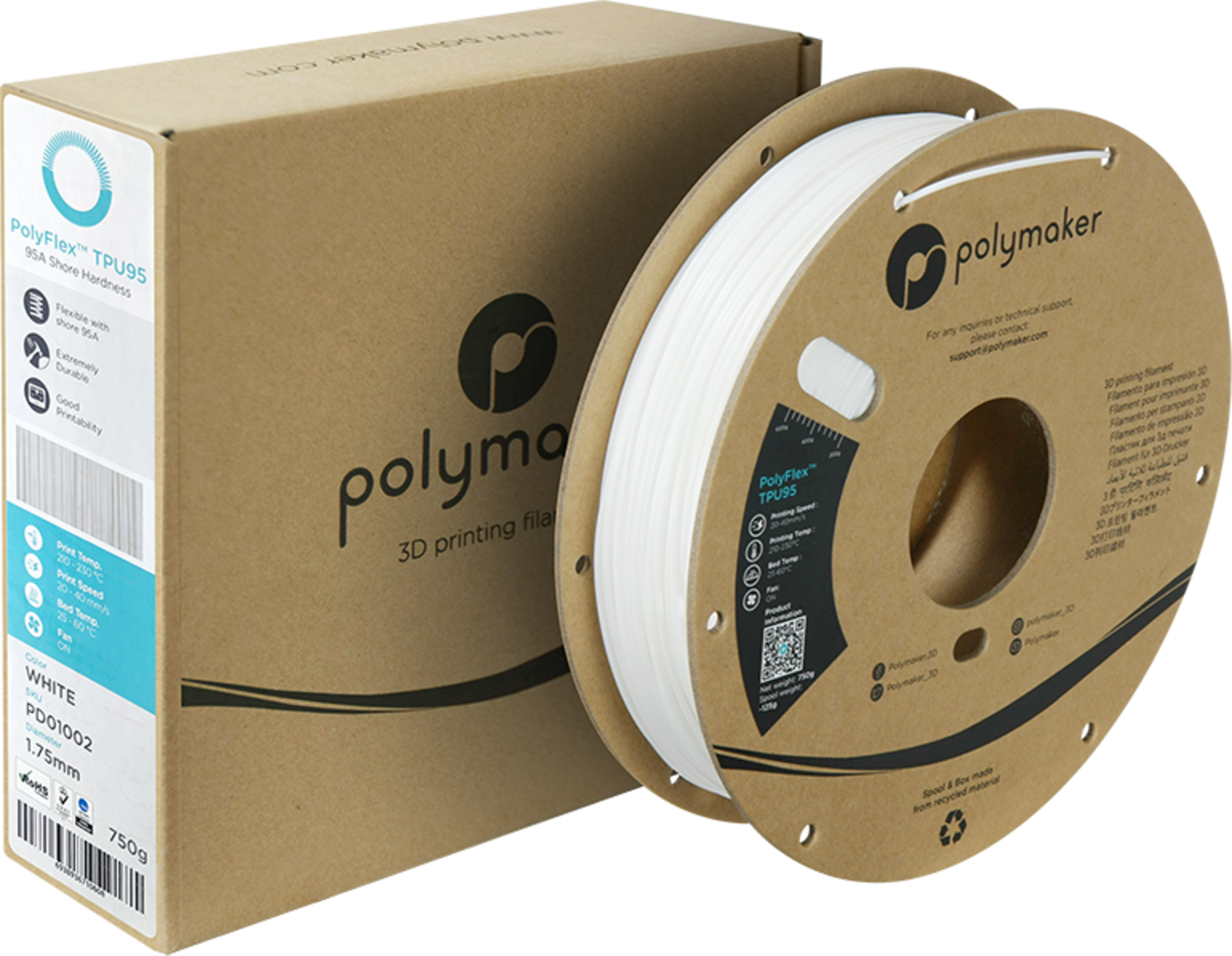 Polymaker PolyFlex TPU95 Weiß - 1,75 mm