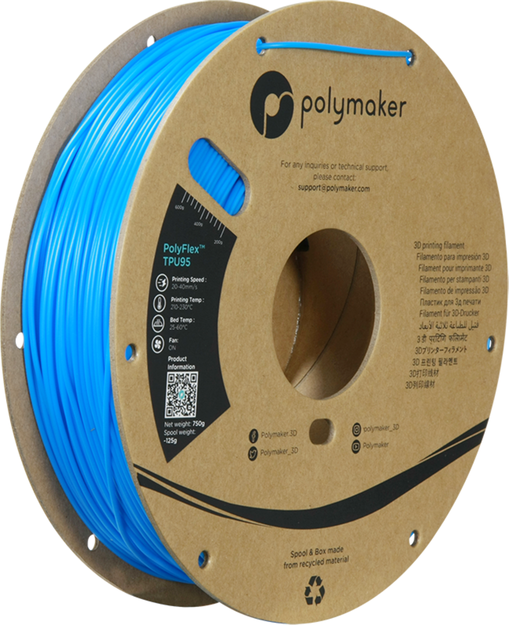 Polymaker PolyFlex TPU95 Blau - 1,75 mm