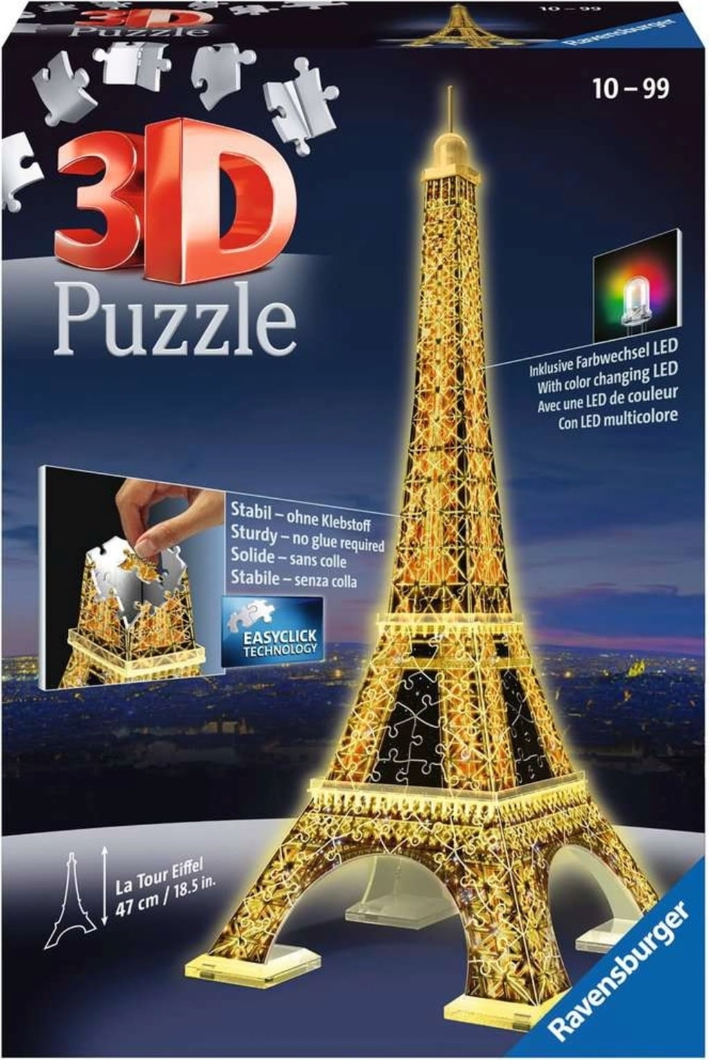 Puzzle - 3D-Puzzle - Eiffelturm bei Nacht, 216 Teile