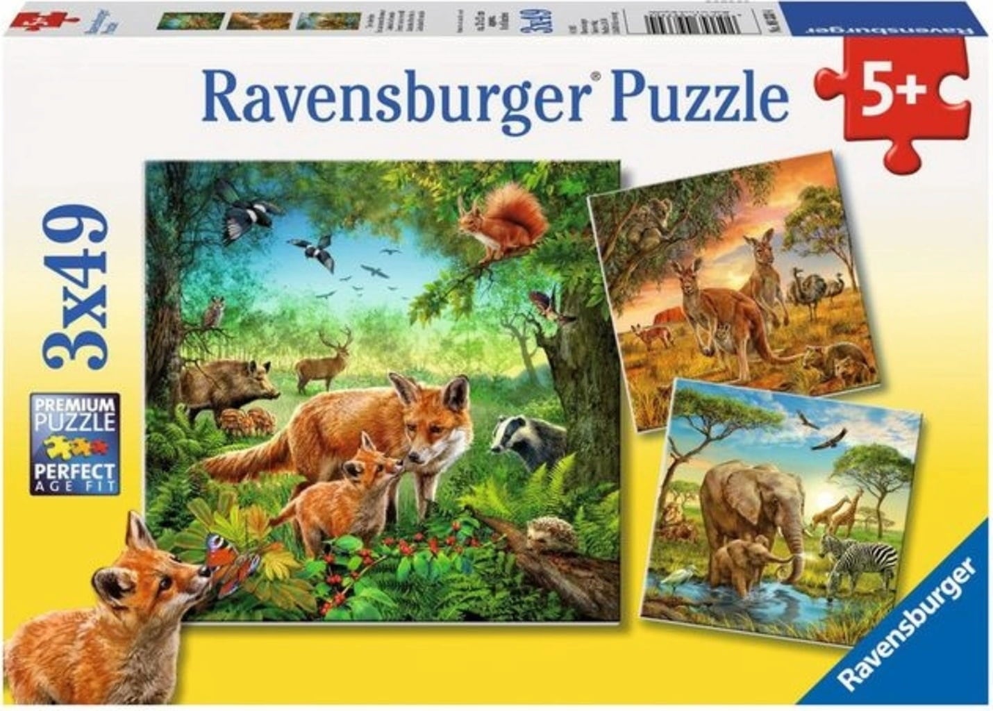 Puzzle - Tiere der Erde, 3x49 Teile