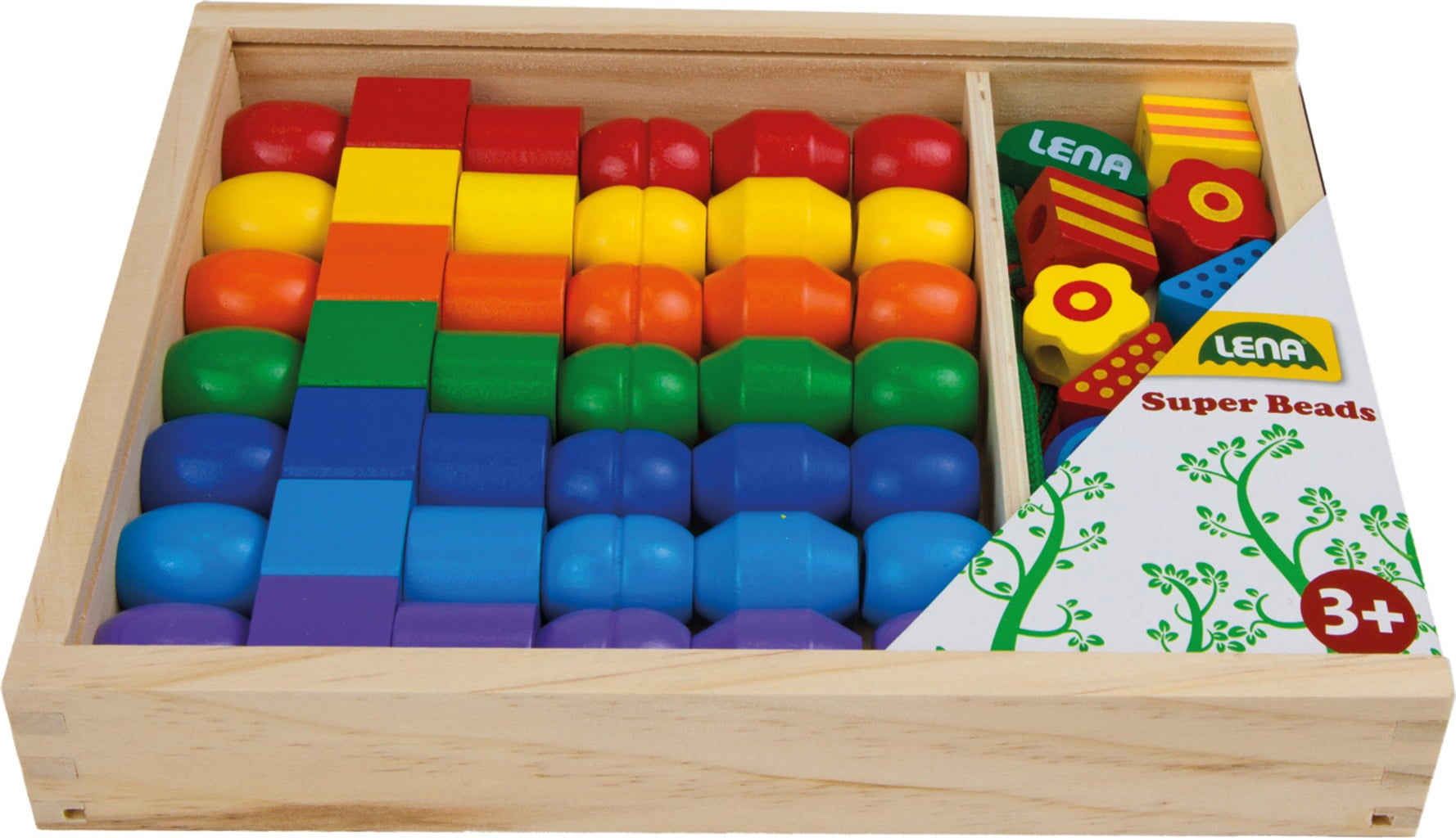 LENA Super Beads Holzfädelperlen