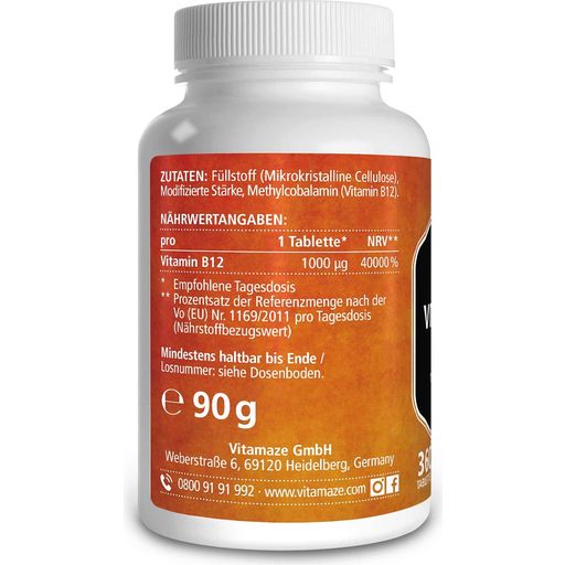 Vitamaze Vitamin B12 1.000 µg hochdosiert - 360 Tabletten
