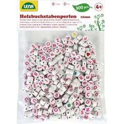LENA Holz-Buchstabenperlen, 300-teilig - weiß/rosa