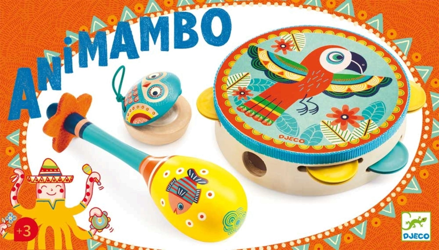 Instrumentenset: Tambourine, Maracas, Kastagnetten