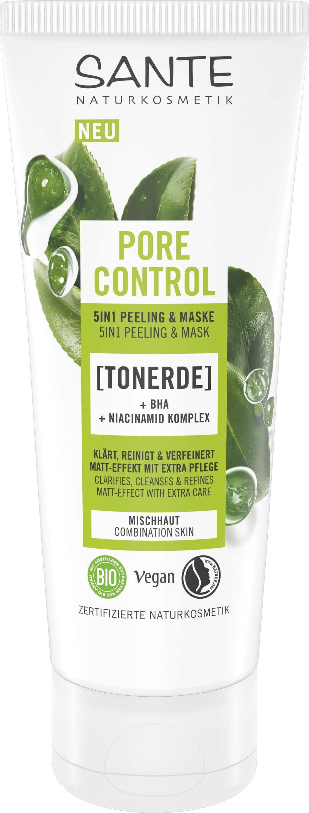 SANTE Naturkosmetik Pore Control 5in1 Peeling & Maske - 100 ml