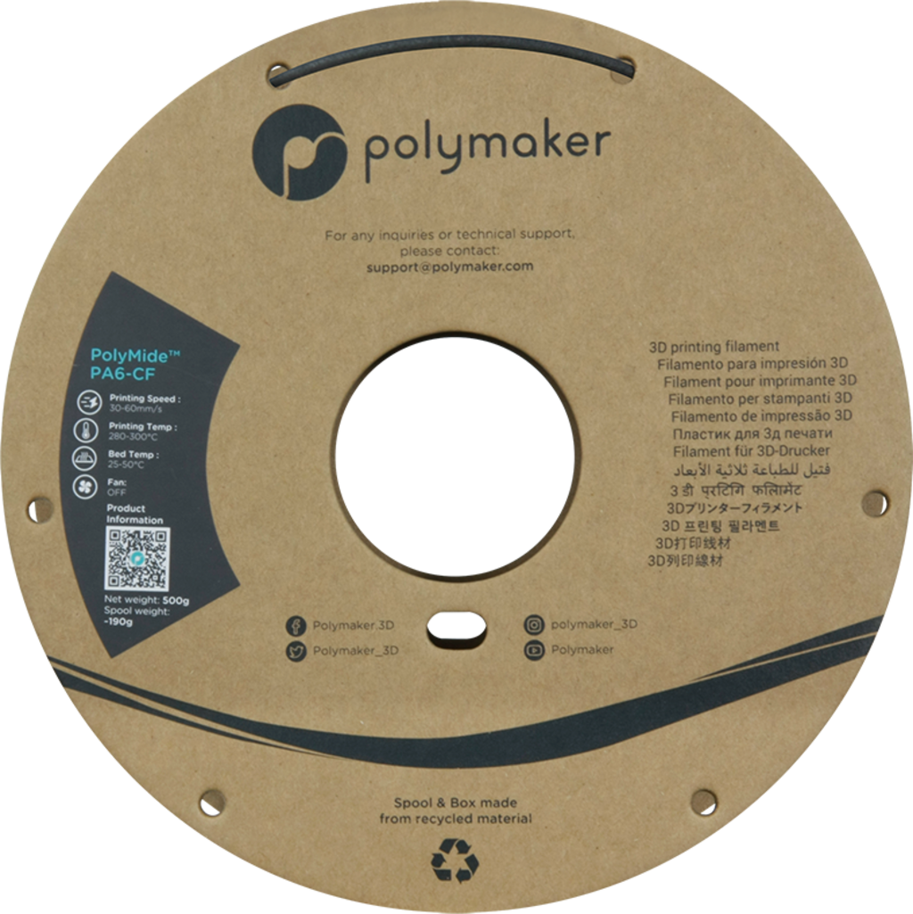 Polymaker PolyMide PA6-CF Schwarz - 2,85 mm / 500 g