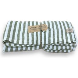 Lovely Linen Tischdecke MISTY 145x380 - Edge Stripe Jeep Green