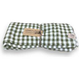 Lovely Linen Tischdecke MISTY 145x250 - Square Karo Jeep Green