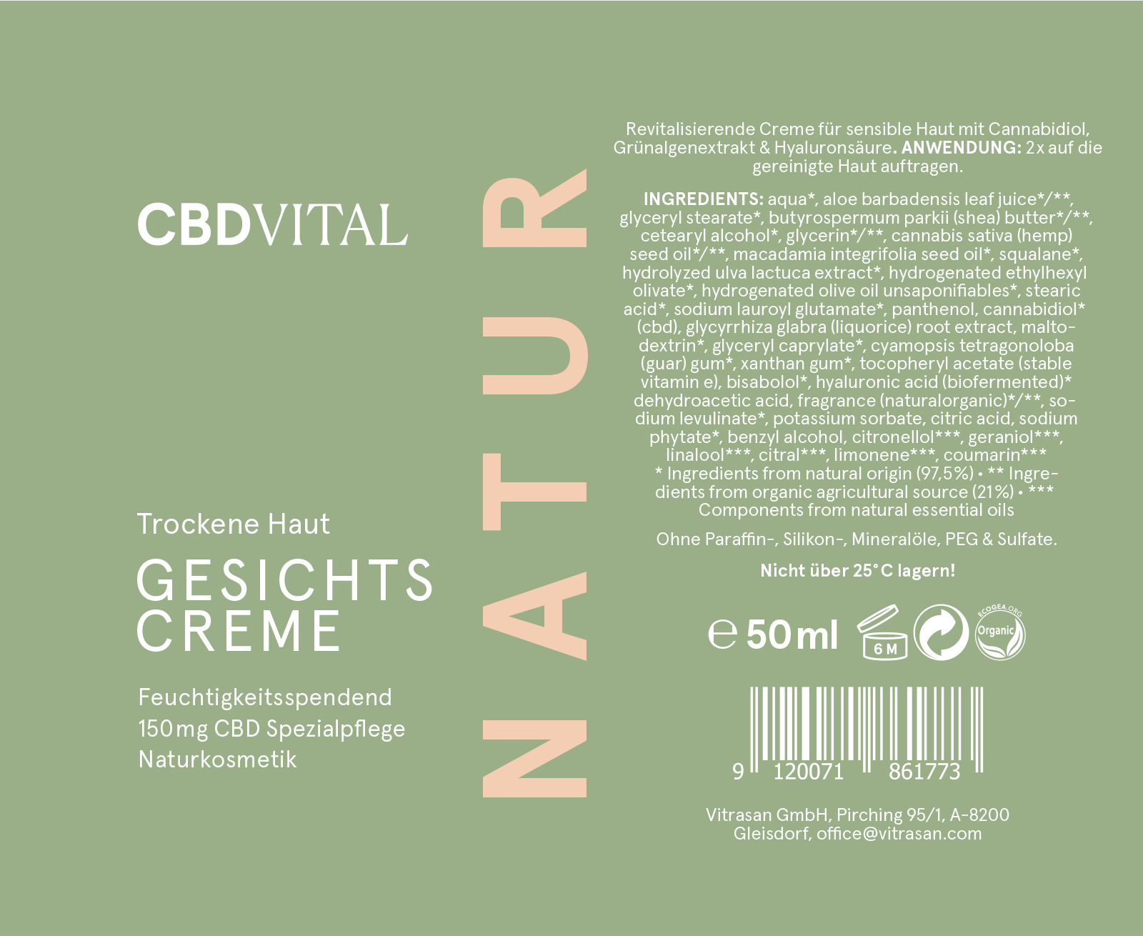 CBD Gesichtscreme Trockene Haut - 50 ml