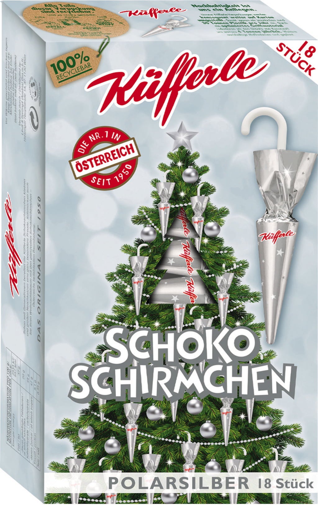 Küfferle Schirmchen Polarsilber - 18 Stück