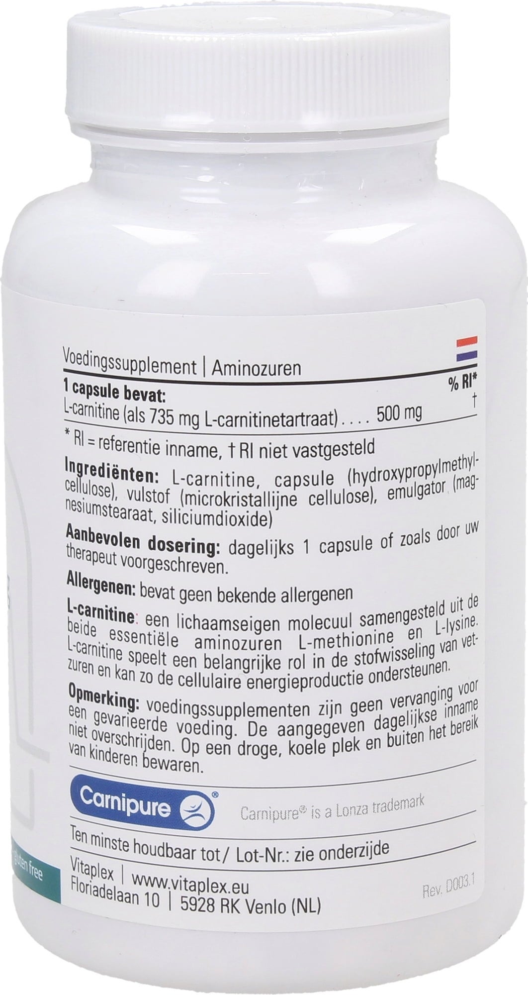 Vitaplex L-Carnitin - 90 veg. Kapseln