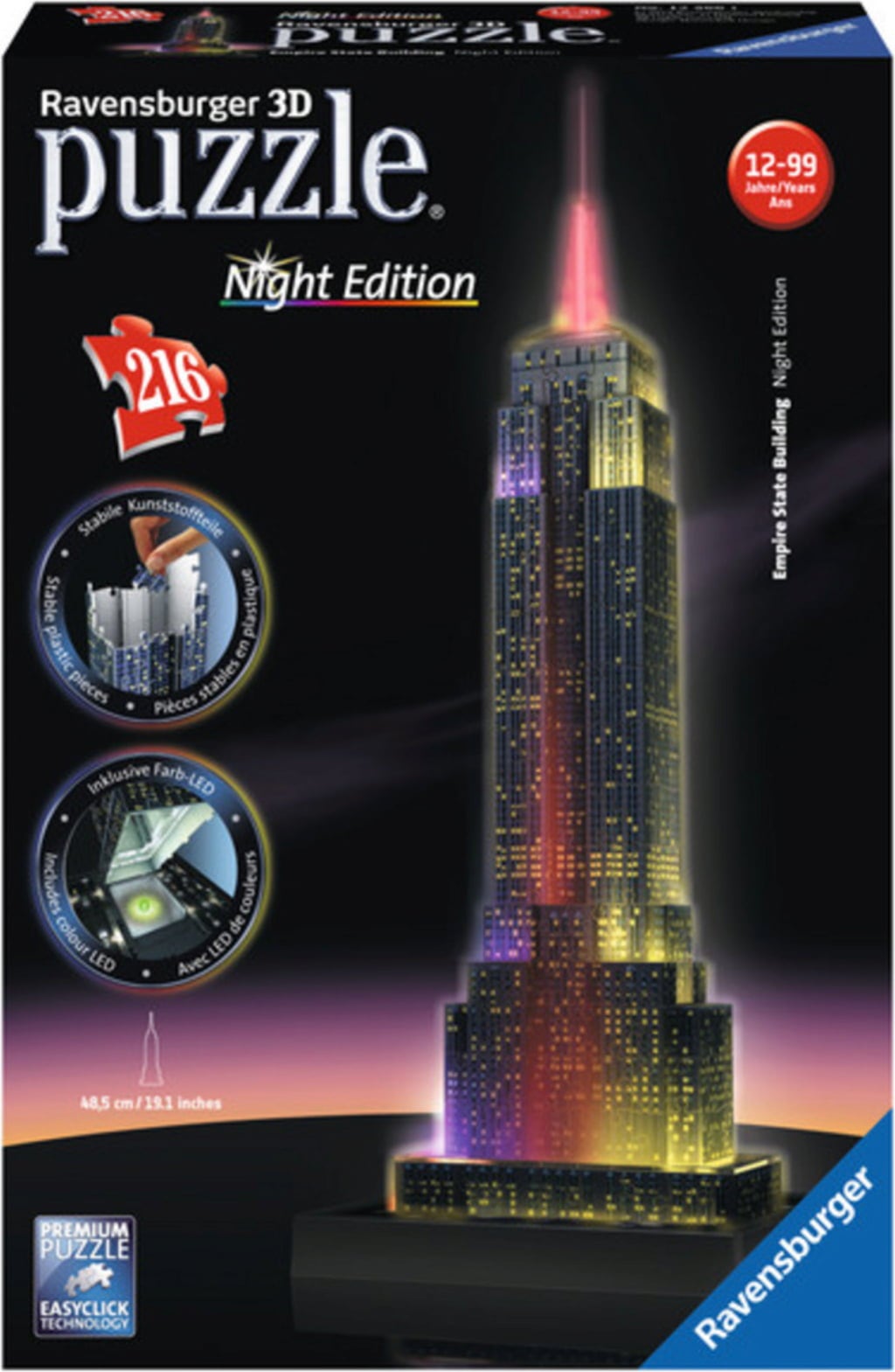 Puzzle - 3D Vision Puzzle - Empire State Building bei Nacht, 216 Teile - 1 Stk