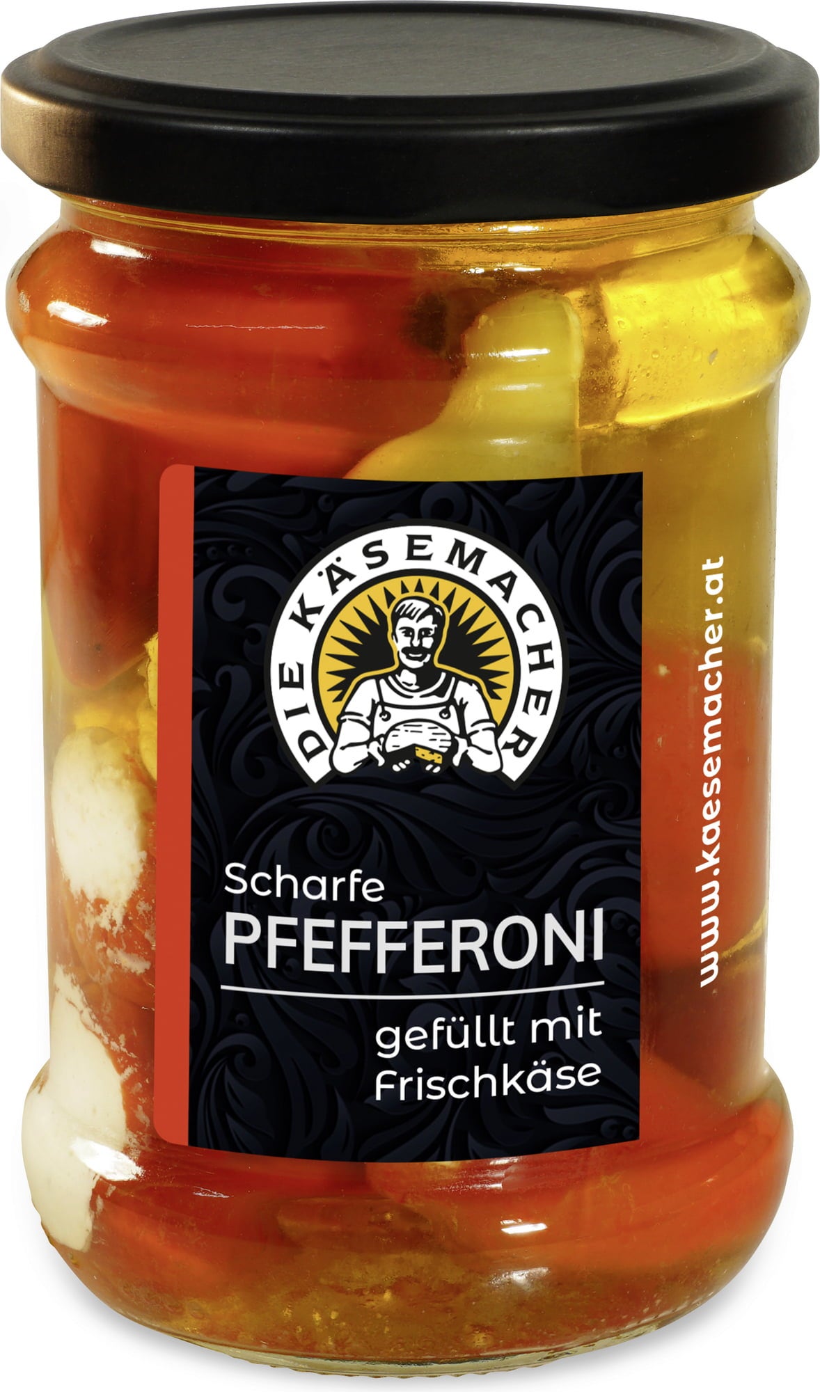 Scharfe Pfefferoni gefüllt mit Frischkäse