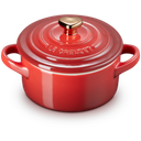 Le Creuset Mini-Cocotte mit Herzknopf - kirschrot