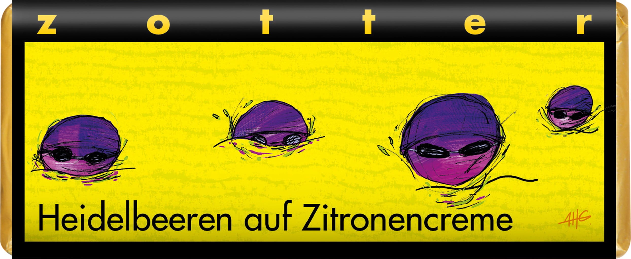 Zotter Schokolade Bio Heidelbeeren auf Zitronencreme
