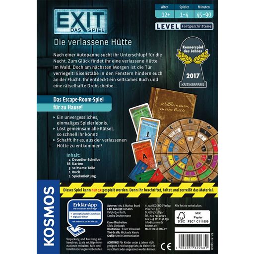 KOSMOS EXIT - Das Spiel - Die verlassene Hütte - 1 Stk