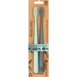 Natural Family CO. Twin Pack Bio Toothbrush - Pirate Black & Monsoon Mist