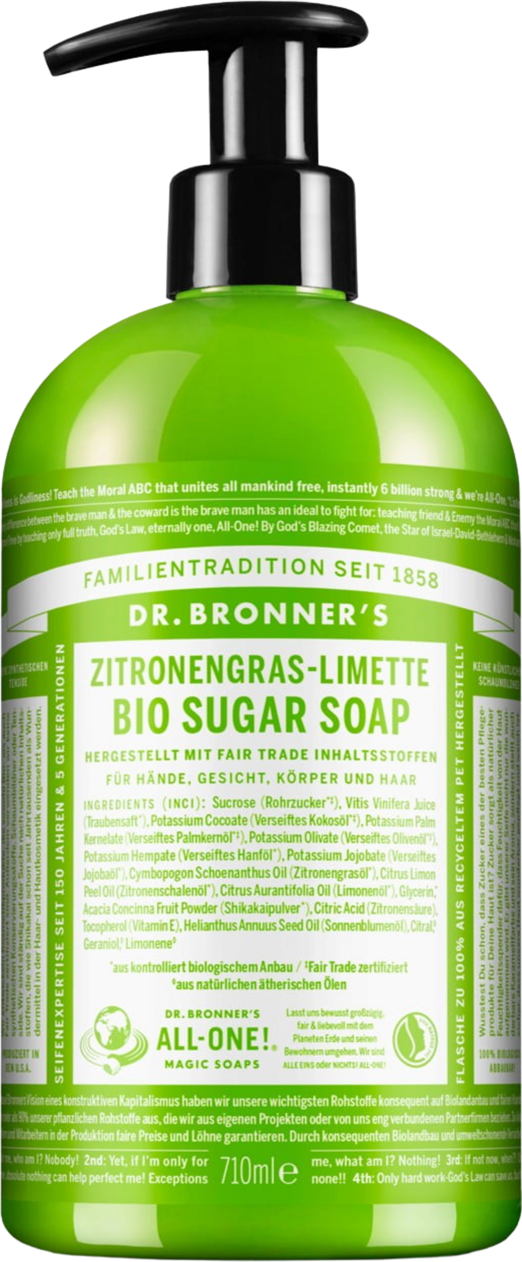 Dr. Bronner's Zitronengras-Limette Sugar Soap - 710 ml