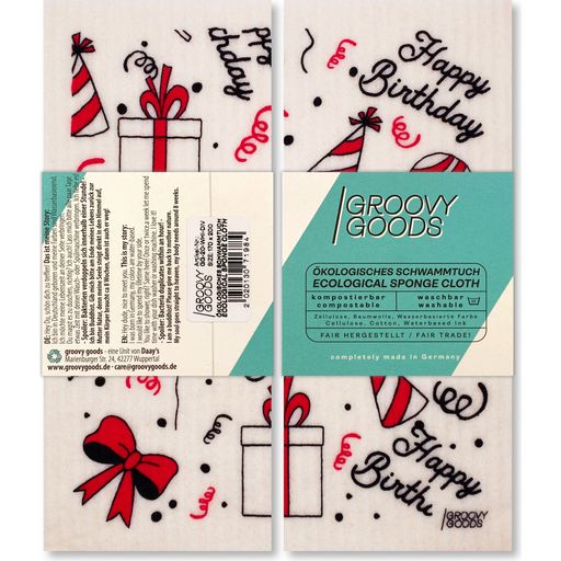 Groovy Goods Schwammtuch Happy Birthday - White