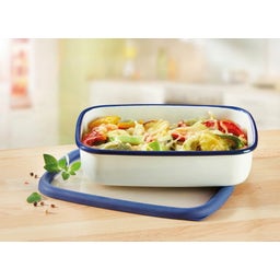 Honey Ware Flache Emaille-Vorratsdose mit Deckel - L 