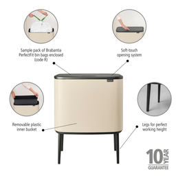 Brabantia Bo Touch Bin 36 L mit Kunststoffeinsatz - Soft Beige