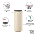 Brabantia Touch Bin New 30 L mit Kunststoffeinsatz - Soft Beige