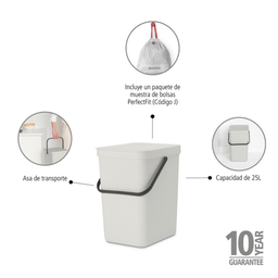 Brabantia Abfallbehälter Sort & Go 25 L - Light Grey