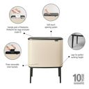 Bo Touch Bin 3 x 11 Liter mit 3 Kunststoffeinsätzen - Soft Beige
