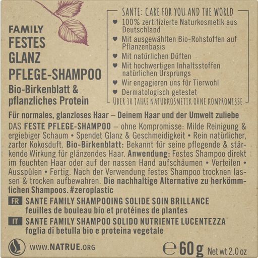SANTE Naturkosmetik Festes Glanz Pflege-Shampoo - 60 g