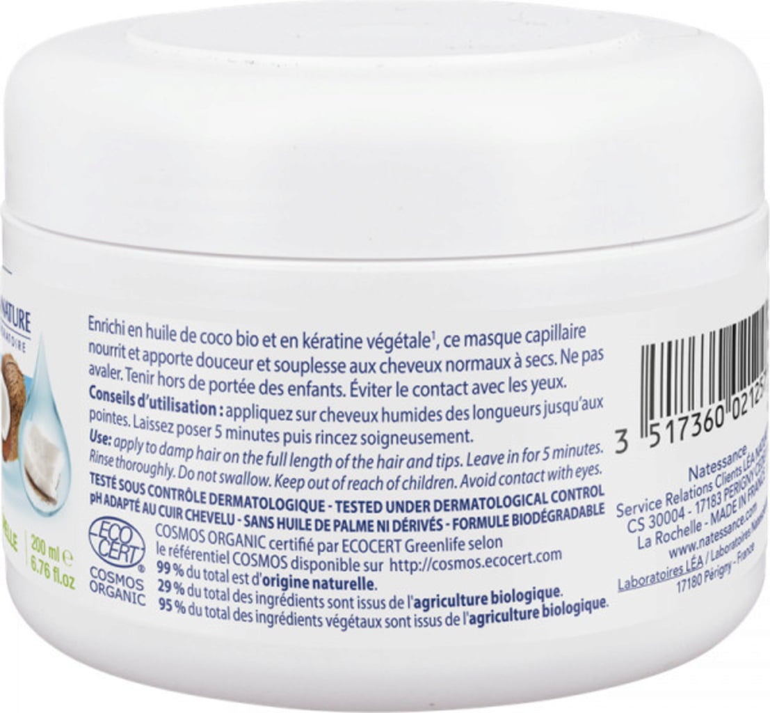 Natessance Sanfte Haarmaske Kokos & Keratin - 200 ml