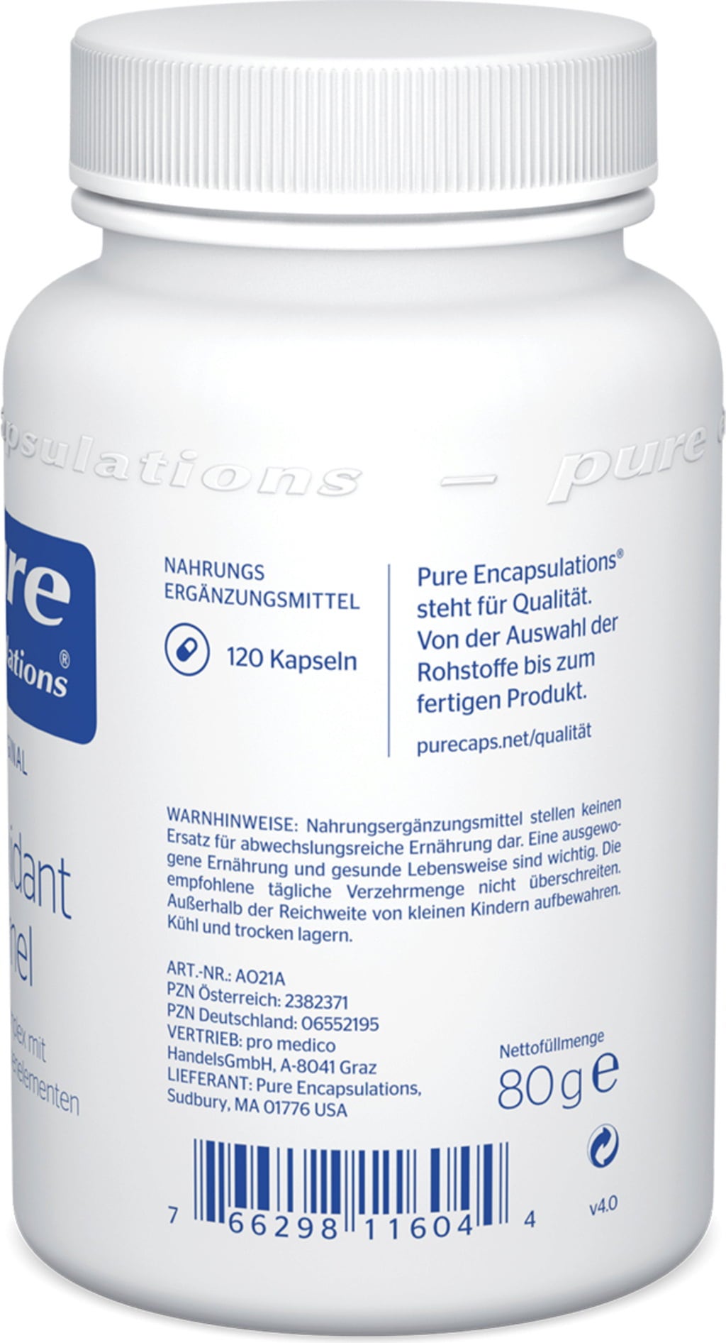 Pure Encapsulations AntiOxidant Formel - 120 Kapseln