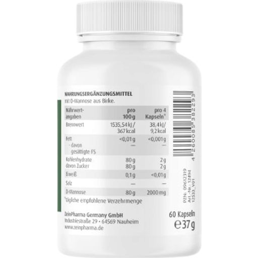 ZeinPharma® Natural D-Mannose 500 mg - 60 Kapseln