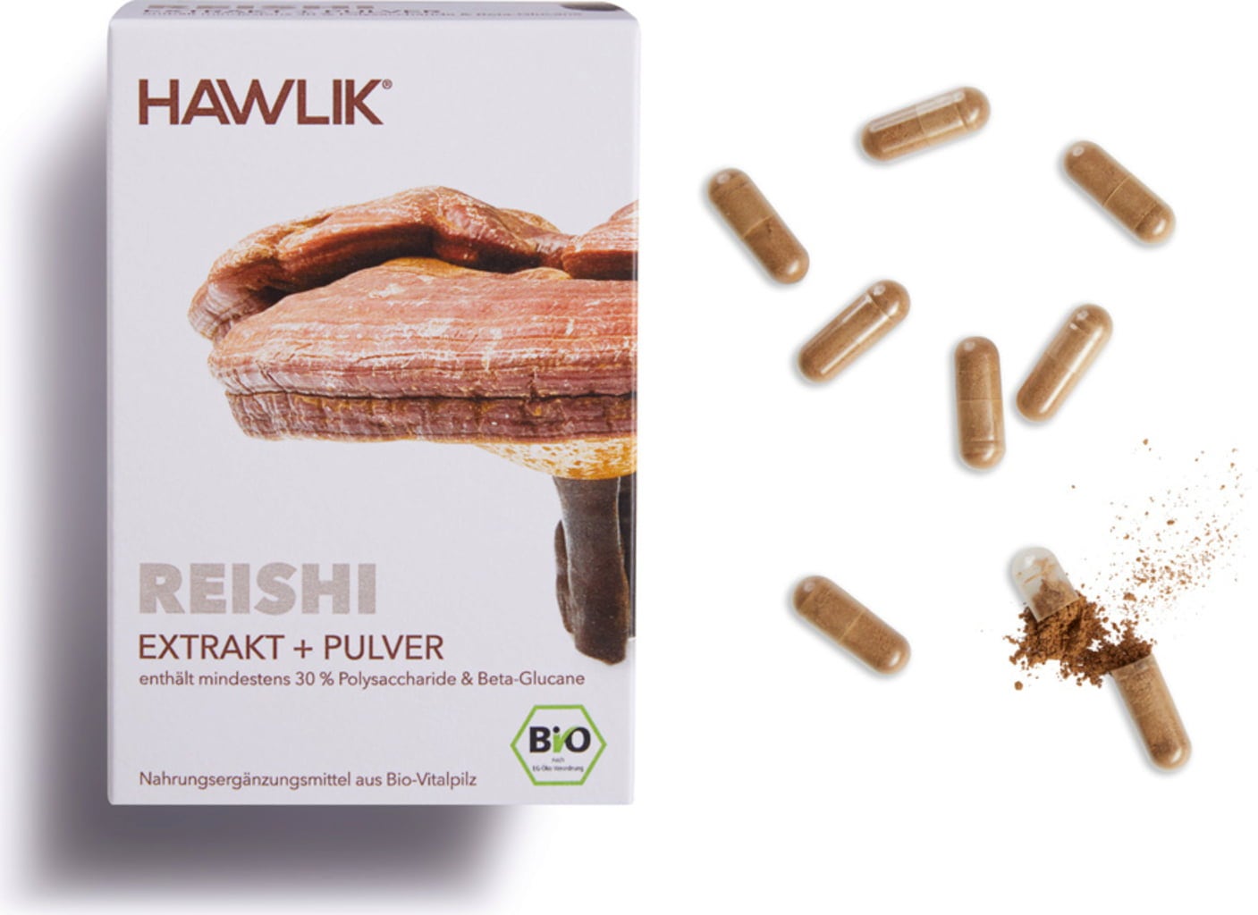 Hawlik Reishi Extrakt + Pulver Kapseln Bio - 120 Kapseln