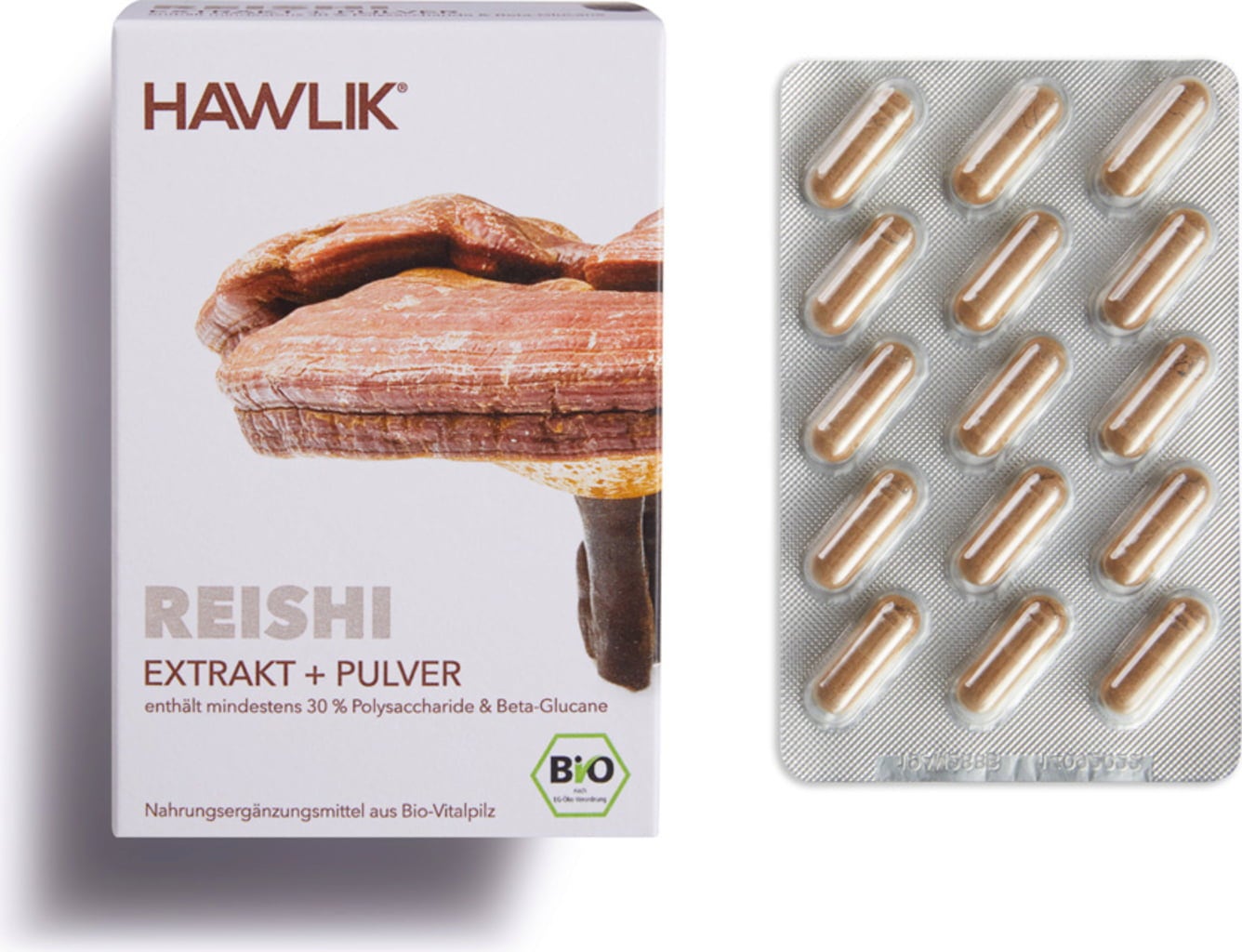 Hawlik Reishi Extrakt + Pulver Kapseln Bio - 120 Kapseln