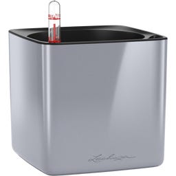 Lechuza Tischgefäß CUBE Premium 14 - Titanium dust highgloss