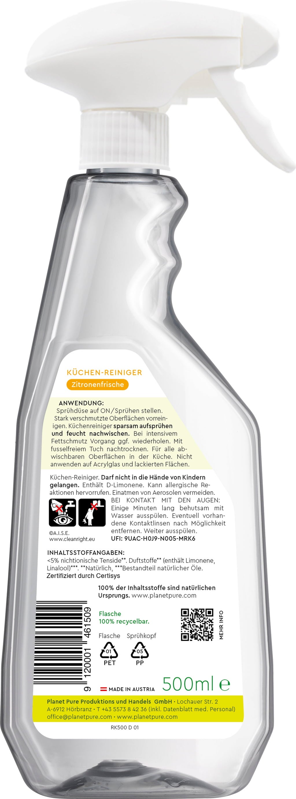 Planet Pure Küchenreiniger Zitronenfrische - 500 ml