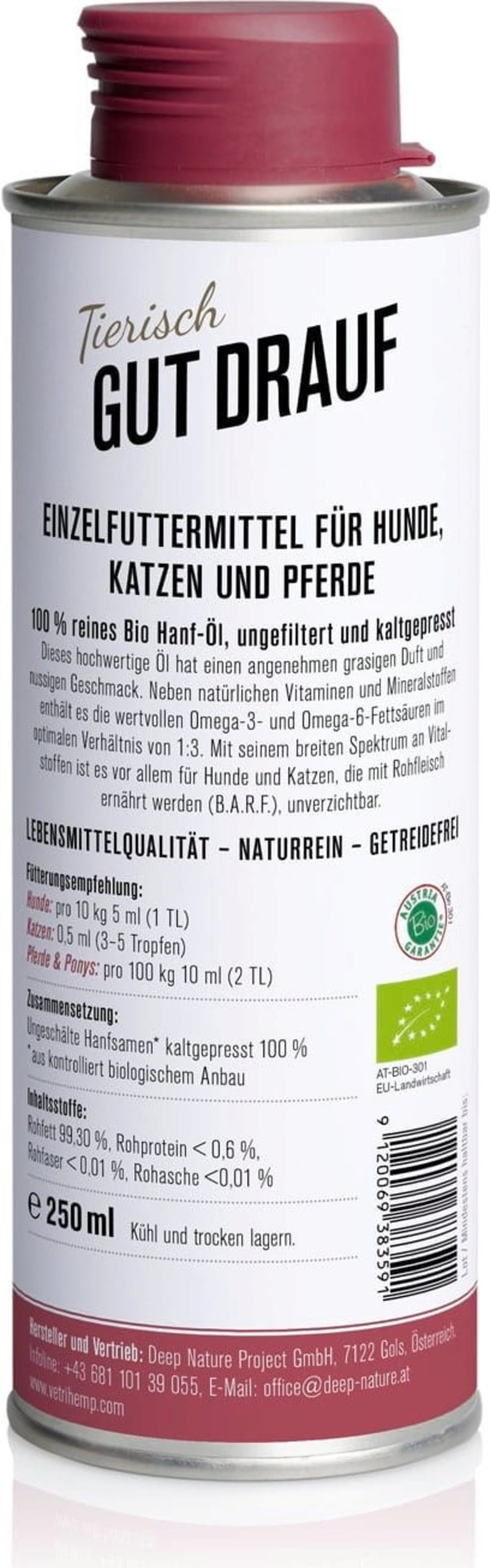 VETRIHEMP Hanföl für Haustiere Bio - 250 ml