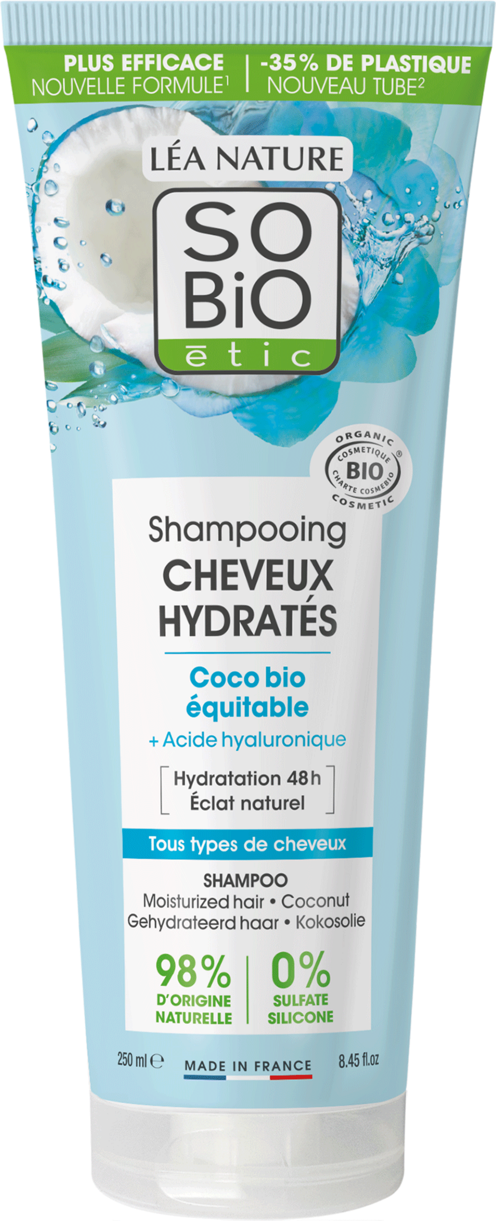 Feuchtigkeitsspendendes Shampoo Kokos & Hyaluronsäure, 250 ml