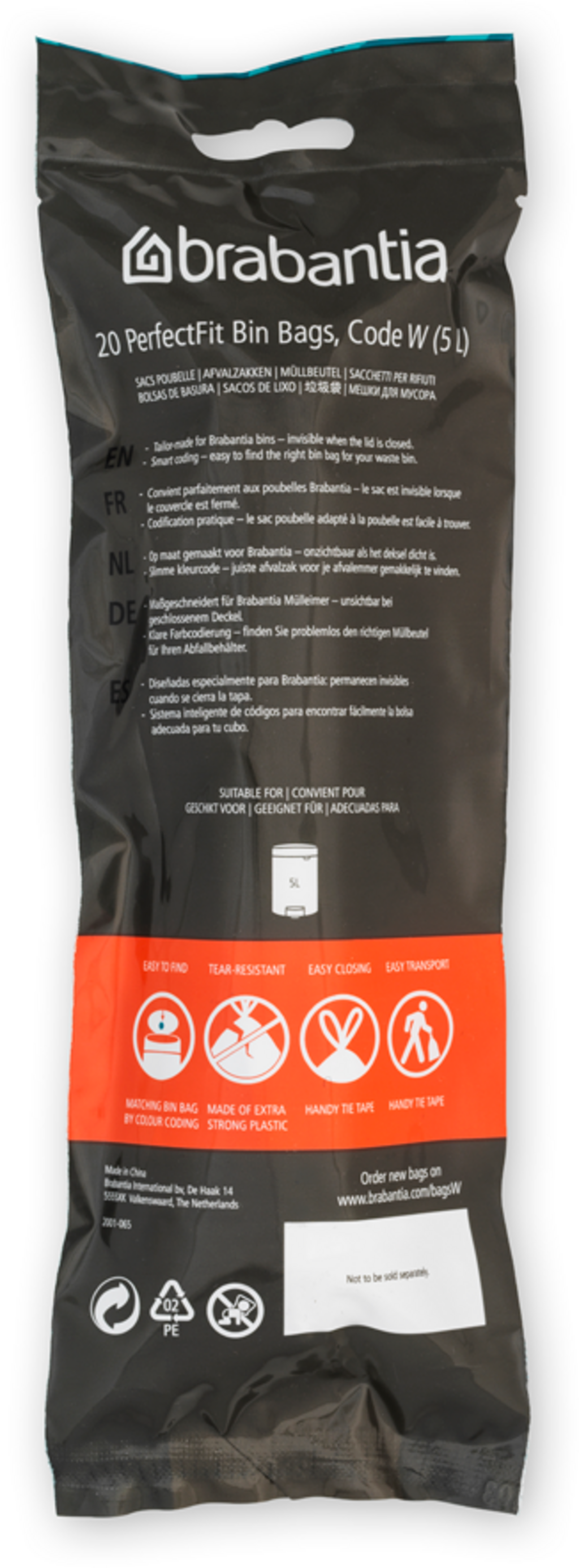 PerfectFit Müllbeutel für Bo Touch Bin - Rollenverpackung - 5L (W) - 20 Stück